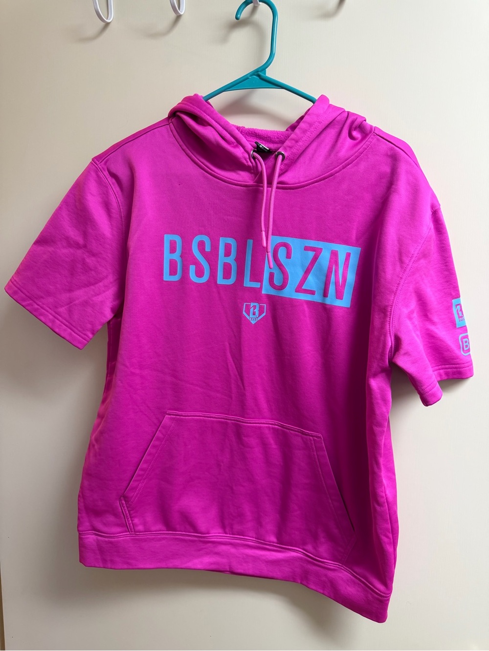 Adult Short-Sleeve Hoodie - Bright Pink